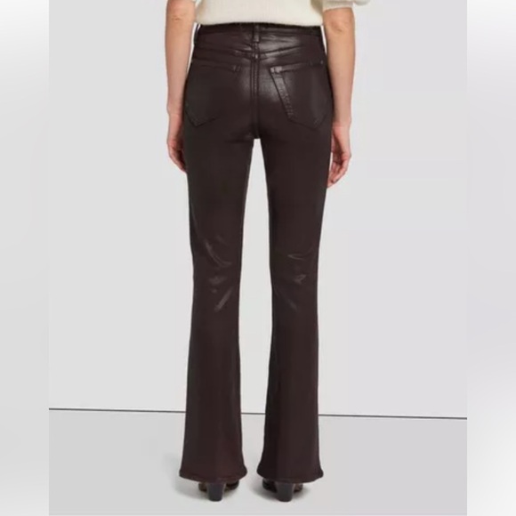 7 For All Mankind Sz 31 Jeans Tailorless UHR Skinny Boot Coated Chocolate Brown - Picture 3 of 10